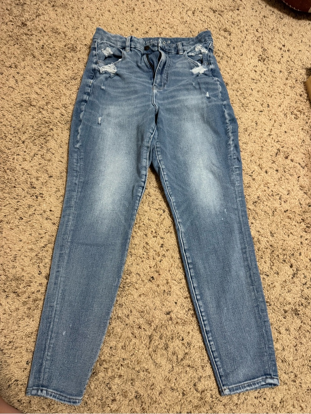 American Eagle Outfitters Light Blue High-Rise Distressed Jeans